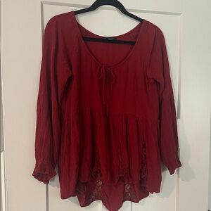 American Eagle Outfitters Red Peasant Blouse